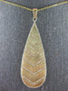 LARGE .60CT DIAMOND 14K YELLOW GOLD 3D MATTE & SHINY ELONGATED FUN PENDANT 27297