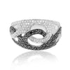 ESTATE WIDE 1.12CT WHITE & BLACK DIAMOND 14KT WHITE GOLD 3D LOVE KNOT FUN RING