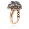 LARGE 2.65CT MULTI COLOR DIAMOND 18KT ROSE GOLD 3D CIRCULAR DOME SHAPE FUN RING