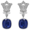 LARGE 8.12CT DIAMOND & AAA SAPPHIRE 18KT WHITE GOLD CUSHION & ROUND FUN EARRINGS