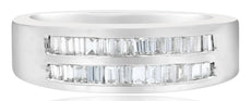 ESTATE .50CT DIAMOND PLATINUM 3D BAGUETTE 2 ROW CHANNEL WEDDING ANNIVERSARY RING
