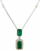 LARGE 2.63CT DIAMOND & AAA EMERALD 18KT 2 TONE GOLD ROUND & EMERALD CUT NECKLACE