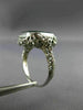 ANTIQUE WIDE GREEN AGATE 14K WHITE GOLD CLASSIC OPEN FILIGREE OCTAGON RING 26427