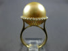 LARGE .44CT DIAMOND & AAA GOLDEN SOUTH SEA PEARL 18K YELLOW GOLD ROUND HALO RING