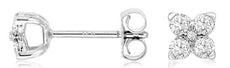 ESTATE .33CT DIAMOND 14KT WHITE GOLD 3D CLASSIC FLOWER FUN STUD EARRINGS