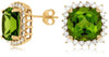 ESTATE 9.20CT DIAMOND & AAA PERIDOT 14K YELLOW GOLD 3D SQUARE HALO STUD EARRINGS