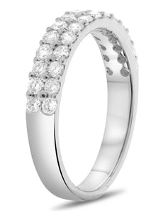 .77CT DIAMOND 14KT WHITE GOLD 2 ROW SHARED PRONG SEMI ETERNITY ANNIVERSARY RING