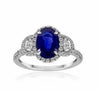 GIA CERTIFIED 3.05CT DIAMOND & AAA SAPPHIRE 18K 2 TONE GOLD HALO ENGAGEMENT RING