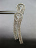 3.61CT DIAMOND 18KT WHITE GOLD 3D ROUND & BAGUETTE DOUBLE SWIRL HANGING EARRINGS