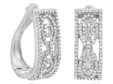 .56CT DIAMOND 14K WHITE GOLD 3D ROUND RECTANGULAR LEVERBACK FUN HANGING EARRINGS
