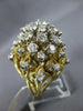 ESTATE EXTRA LARGE 5.26CT 14KT 2 TONE GOLD CLUSTER FILIGREE FLOWER COCKTAIL RING