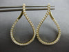 ESTATE 1.25CT DIAMOND 14K YELLOW GOLD 3D TEAR DROP SIDEWAY HOOP HANGING EARRINGS