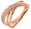 ESTATE .26CT DIAMOND 14KT ROSE GOLD 3D DOUBLE ROW CRISS CROSS INFINITY LOVE RING