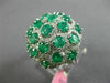 ESTATE LARGE 4.04CT DIAMOND & AAA EMERALD 18K WHITE GOLD 3D FLOWER FILIGREE RING