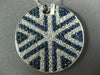 ESTATE LARGE 3.70CT DIAMOND & AAA SAPPHIRE 18K WHITE GOLD 3D ROUND STAR PENDANT