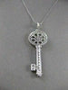 LARGE ESTATE .80CTW DIAMOND 14K WHITE GOLD HEART KEY PENDANT F/G VVS CHAIN 20160