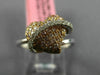 ESTATE .59CT WHITE & PINK DIAMOND 18K WHITE & ROSE GOLD 3D PUFF HEART  LOVE RING