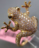 ESTATE 1.05CT PINK & BLACK DIAMOND 18KT ROSE GOLD 3D CLASSIC HAPPY FROG FUN RING