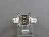 LARGE .40CT DIAMOND 14KT WHITE GOLD 3D ROUND & BAGUETTE SEMI MOUNT RING #28086