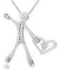 ESTATE .07CT DIAMOND 14KT WHITE GOLD 3D BABY HEART SHAPE LOVE FLOATING PENDANT