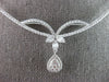 LARGE 1.12CT DIAMOND 14K WHITE GOLD ROUND & BAGUETTE TEAR DROP BAR LOVE NECKLACE