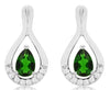 ESTATE 1.02CT DIAMOND & AAA RUSSALITE 14K WHITE GOLD PEAR SHAPE & ROUND EARRINGS