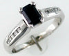 .91CT DIAMOND & AAA SAPPHIRE 14KT WHITE GOLD 3D EMERALD CUT & ROUND LOVE RING