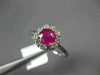 ESTATE 1.10CT DIAMOND & AAA RUBY 14KT WHITE GOLD FLOWER CLASSIC ENGAGEMENT RING
