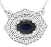 1.33CT DIAMOND & AAA SAPPHIRE 14KT WHITE GOLD OVAL & ROUND DOUBLE HALO NECKLACE