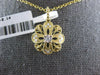 ESTATE .14CT DIAMOND 14K 2 TONE GOLD 3D CLASSIC FILIGREE FLOWER FLOATING PENDANT