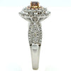 1.57CT WHITE & PINK DIAMOND 18K WHITE & ROSE GOLD CUSHION FLOWER ENGAGEMENT RING