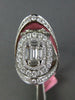 2.87CT DIAMOND 18K WHITE GOLD ROUND & BAGUETTE OVAL CLUSTER CRISS CROSS X RING