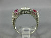 ANTIQUE LARGE 4.33CT DIAMOND & AAA RUBY PLATINUM 3D THREE STONE ENGAGEMENT RING