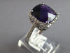 LARGE 6.03CT DIAMOND & AAA AMETHYST 14KT WHITE GOLD 3D CUSHION & ROUND HALO RING