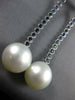 LONG 2.99CT DIAMOND & SOUTH SEA PEARL & SAPPHIRE 18K WHITE GOLD HANGING EARRINGS
