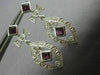 ESTATE LARGE 1.60CT DIAMOND & TOURMALINE 14KT WHITE GOLD FLOWER HANGING EARRINGS
