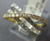 ESTATE WIDE .87CT DIAMOND 18KT WHITE & YELLOW GOLD 3 ROW CRISS CROSS X LOVE RING
