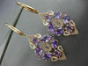 ESTATE 10.0CT MULTI GEM 14KT ROSE GOLD OPEN FILIGREE TEAR DROP HANGING EARRINGS