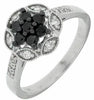 .51CT WHITE & BLACK DIAMOND 14K WHITE GOLD CLUSTER FLOWER FILIGREE MILGRAIN RING