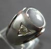 WIDE 2.16CT DIAMOND & AAA STAR SAPPHIRE 14KT WHITE GOLD 3 STONE MENS RING #28295