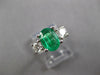 Estate 1.54Ct Diamond & Aaa Emerald 14Kt White Gold Oval 3 Stone Engagement Ring