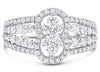 WIDE 1.26CT DIAMOND 18KT WHITE GOLD 3D PAST PRESENT FUTURE FLOWER INFINITY RING