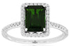 1.8CT DIAMOND & AAA RUSSALITE 14KT WHITE GOLD 3D SQUARE HALO DENGAGEMENT RING