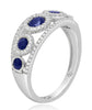 1.0CT DIAMOND & AAA SAPPHIRE 14KT WHITE GOLD 3D CLASSIC 5 STONE ANNIVERSARY RING