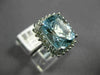 ESTATE 4.05CT DIAMOND & AAA AQUAMARINE 14KT WHITE GOLD 3D SQUARE ENGAGEMENT RING