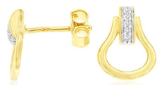 .05CT DIAMOND 14KT YELLOW GOLD 3D ROUND 5 STONE TEAR DROP LUCKY HANGING EARRINGS