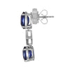 LARGE 8.91CT DIAMOND & AAA SAPPHIRE 18K WHITE GOLD OVAL & ROUND HANGING EARRINGS