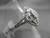 ANTIQUE LARGE 1.07CT DIAMOND 18KT WHITE GOLD SQUARE FILIGREE FLORAL CLUSTER RING