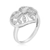 .11CT DIAMOND 14KT WHITE GOLD 3D OPEN FILIGREE HEART SHAPE BUTTERFLY LOVE RING