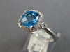 2CT DIAMOND & AAA BLUE TOPAZ 14K WHITE GOLD HALO CUSHION & ROUND ENGAGEMENT RING